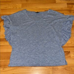 a.n.a Women's Blue Ruffle Sleeve Blouse